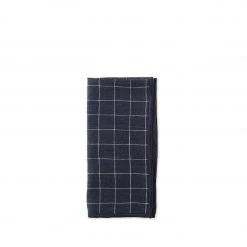 Adelene Simple Cloth Linen Windowpane Check Napkin In Dark Blue