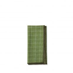 Adelene Simple Cloth All Linens Linen Windowpane Check Napkin In Dark Green