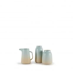 Heath Clay Studio Tall Vase In Aqua And Barley