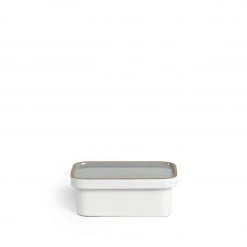Heath Clay Studio Butter Dish In Light Gray Whale And Opaque White
