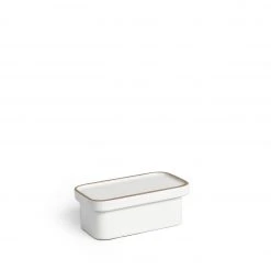Heath Clay Studio Butter Dish In Light Gray Whale And Opaque White