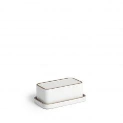 Heath Clay Studio Butter Dish In Light Gray Whale And Opaque White