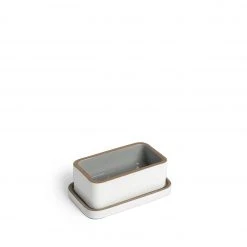 Heath Clay Studio Butter Dish In Light Gray Whale And Opaque White