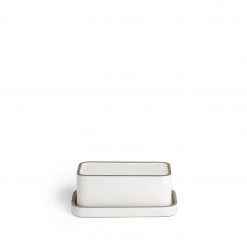Heath Clay Studio Butter Dish In Light Gray Whale And Opaque White