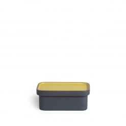 Heath Clay Studio Accessories Butter Dish In Ochre And Indigo