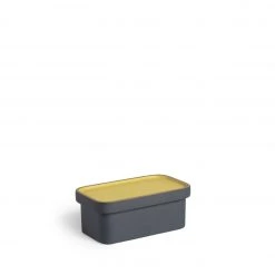 Heath Clay Studio Accessories Butter Dish In Ochre And Indigo