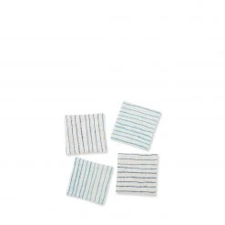 Cathy Callahan Linen Lines Coaster Set In Deep Blue And Bright Blue (Set Of 4)