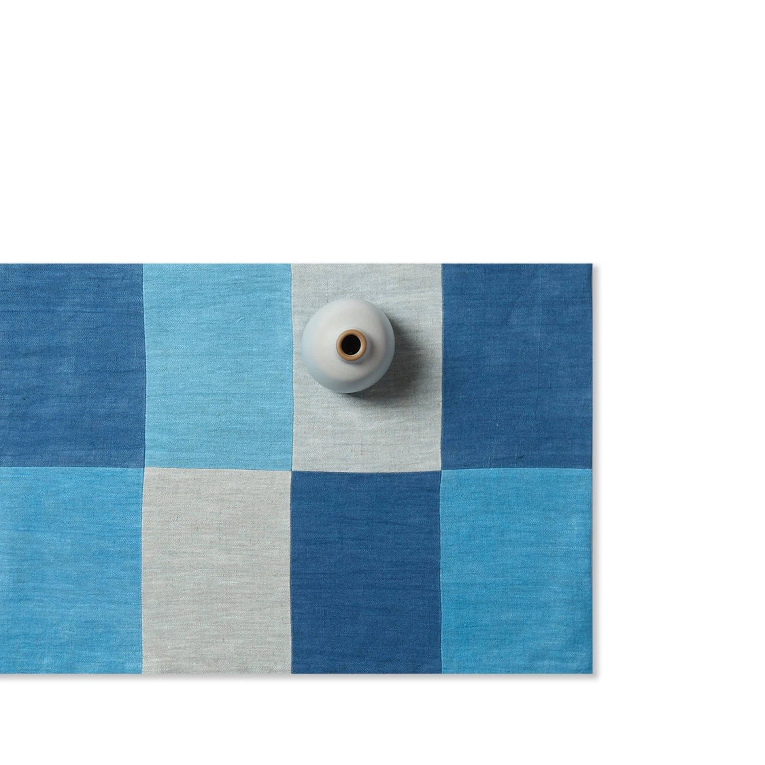 Cathy Callahan Linen Patchwork Runner In Blues Final Few 1 Cathy Callahan Linen Patchwork Runner In Blues Final Few