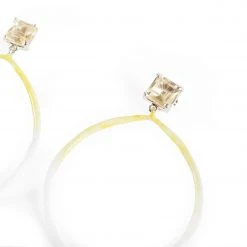 Dorian Webb Citrine Post Earrings With Enameled Hoop