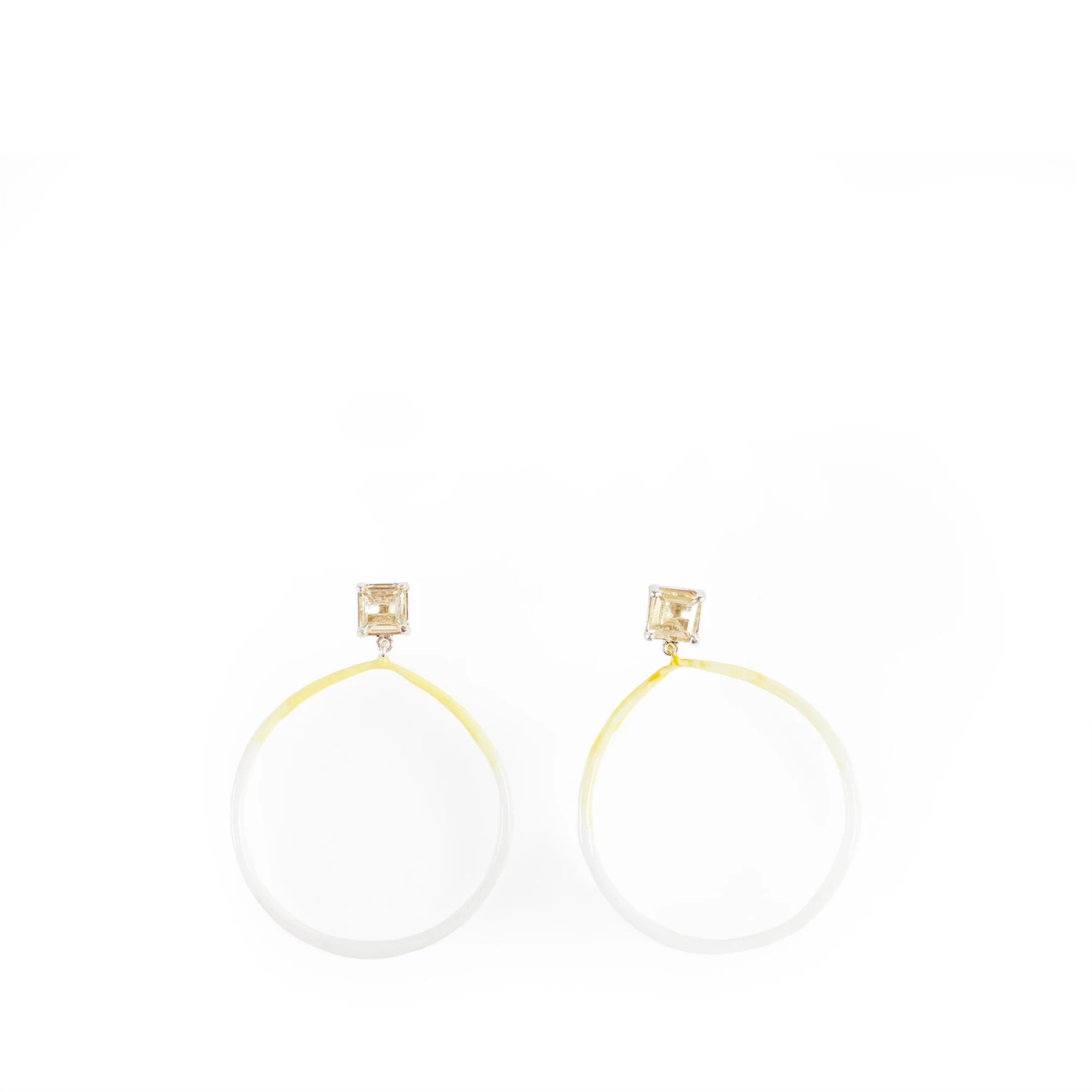 Dorian Webb Citrine Post Earrings With Enameled Hoop 1 Dorian Webb Citrine Post Earrings With Enameled Hoop