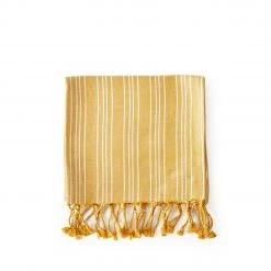 Garza Marfa Registry Essentials Cotton Linen Ticking Stripe Tea Towel In Marigold