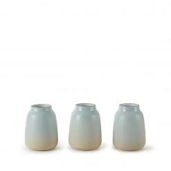 Heath Clay Studio Wide Vase In Aqua And Barley