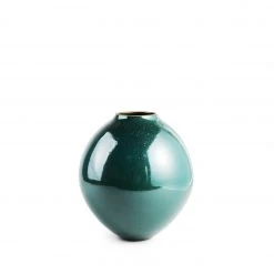 Heath Clay Studio Hand Thrown Large Round Vase In Soapstone And Emerald Vases