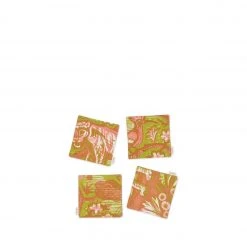 Heath Sews Studio New Tyger Tyger Coaster In Chartreuse/Rose (Set Of 4)