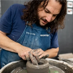 Heath Clay Studio Neck Vase In Vanilla Bean And Matte Brown