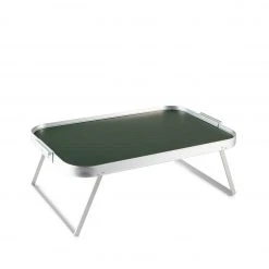 Kaymet Diamond Lap Tray In Forest Green & Silver New