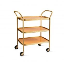 Kaymet 3-Tier Ribbed Trolley In Signal Orange & Gold