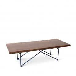 Garza Marfa Walnut Coffee Table With Sapphire Blue Base Furniture
