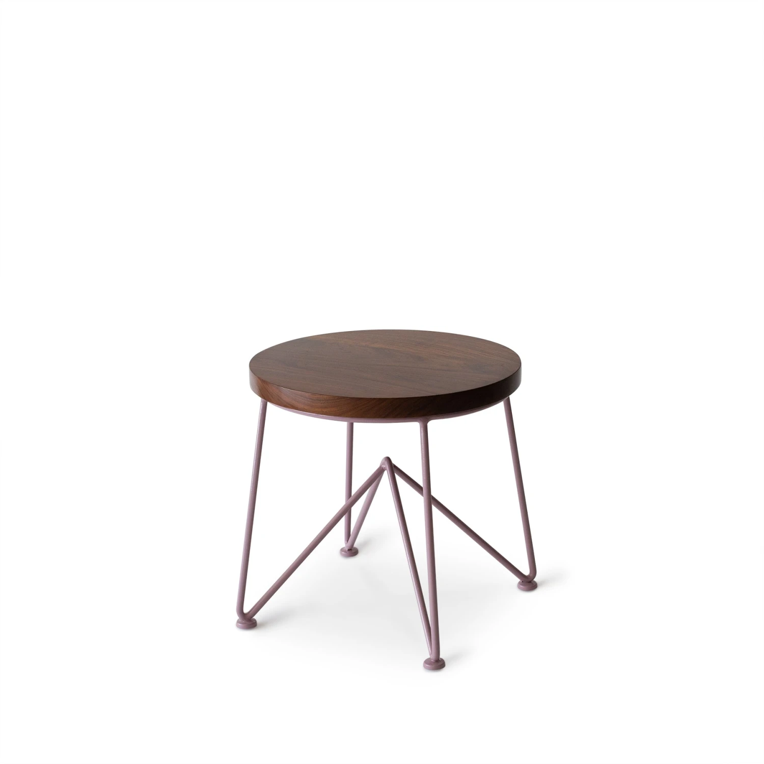 Garza Marfa Walnut Stool With Mauve Base 1 Garza Marfa Walnut Stool With Mauve Base