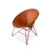 Garza Marfa Saddle Leather Round Chair In Natural With Strawberry Red Base