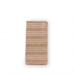 Garza Marfa Registry Essentials Cotton Linen Small Ticking Stripe Napkins In Coffee (Set Of 4)