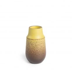 Heath Clay Studio Neck Vase In Ochre And Matte Brown Vases