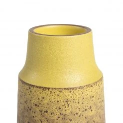 Heath Clay Studio Neck Vase In Ochre And Matte Brown Vases