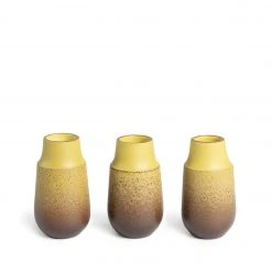 Heath Clay Studio Neck Vase In Ochre And Matte Brown Vases