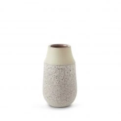 Heath Clay Studio Neck Vase In Vanilla Bean And Matte Brown