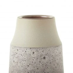 Heath Clay Studio Neck Vase In Vanilla Bean And Matte Brown