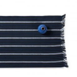 Tensira Cotton Striped Runner In Blue/Black All Linens