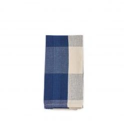 Tensira New Cotton Check Napkin In Navy Blue And Off White