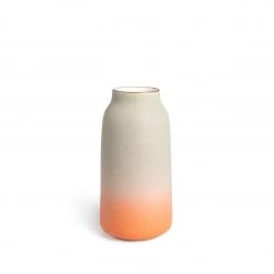 Heath Clay Studio Accessories Tall Vase In Fog And Tangerine