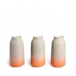 Heath Clay Studio Accessories Tall Vase In Fog And Tangerine