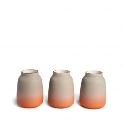 Heath Clay Studio Accessories Wide Vase In Fog And Tangerine