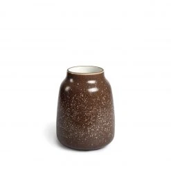 Heath Clay Studio Vases Wide Vase In Matte Brown And Opaque White