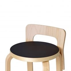 Artek High Chair K65 In Natural And Black Linoleum