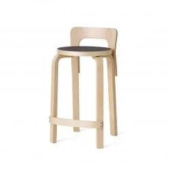 Artek High Chair K65 In Natural And Black Linoleum