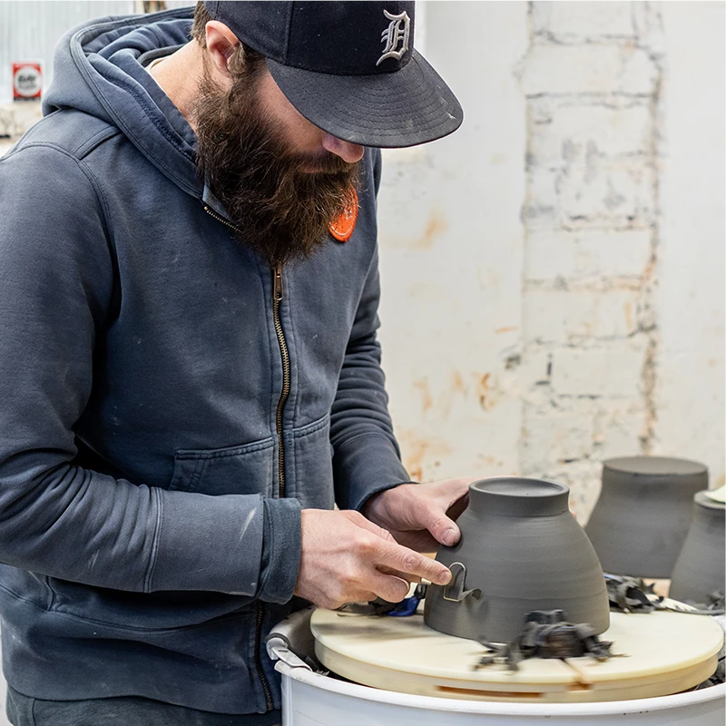 Heath Clay Studio Accessories Wide Vase In Opaque White And Matte Brown 5 Heath Clay Studio Accessories Wide Vase In Opaque White And Matte Brown